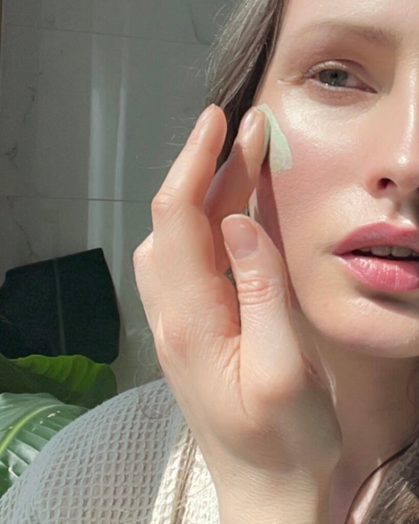 Fresh, Corrected erborian cc red correct cream blended into the skin