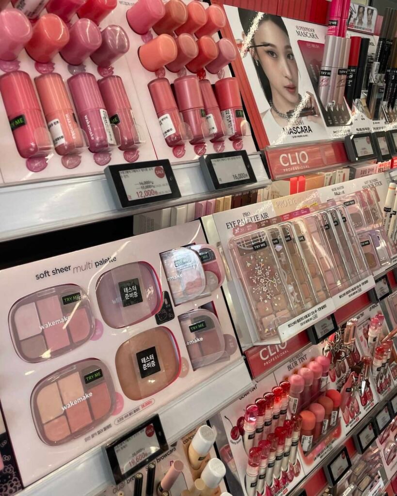 Under Seoul Skies, in Petals korean makeup display inside the store